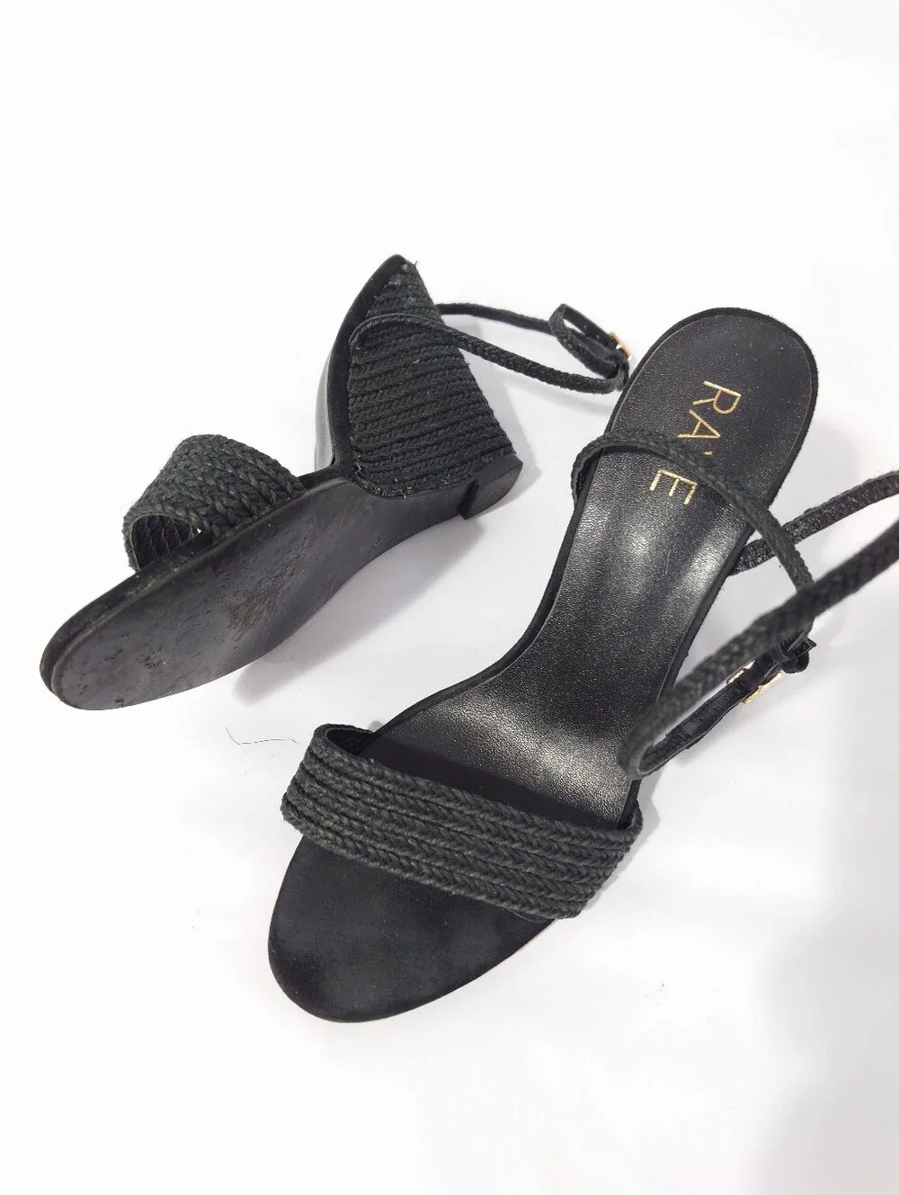 RAYE Black Woven Wedge Sandals Size 8.5